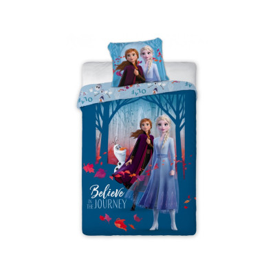 Smrznuto | Posteljina - Frozen Anna & Elsa & Olaf, pamuk, plava, 140x200, 70x90